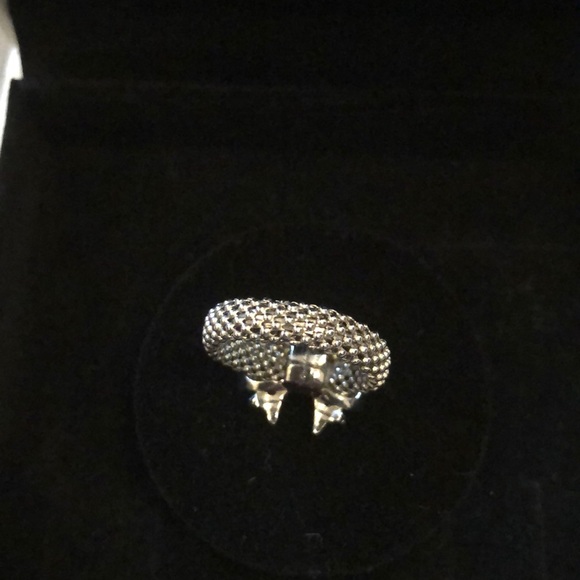 Sterling silver mesh bow ring with crystal detail - Picture 4 of 6